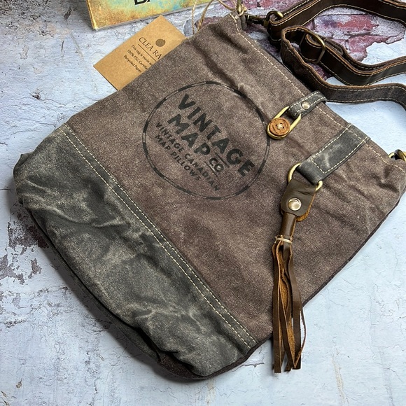 Clea Ray Bags Clea Ray Vintage Map Co Repurposed Canvas Crossbody